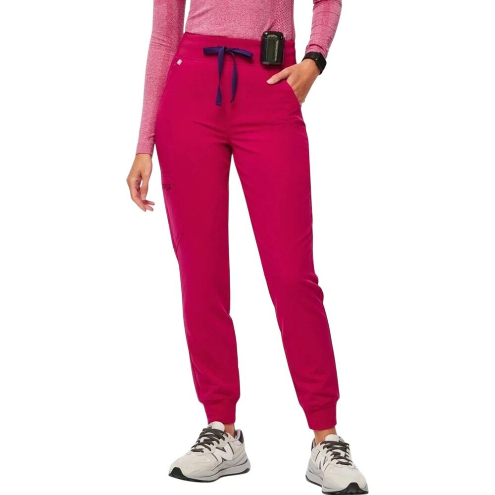 FIGS High Waisted Zamora Jogger Scrub Pants XS Petite Ultra Rose Pink LE Rare